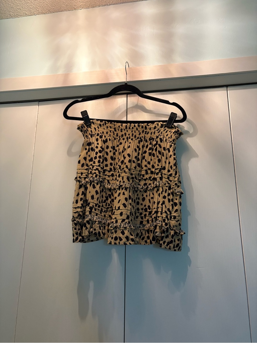 Vineyard Vines Animal Print Smocked Ruffle Mini Skirt